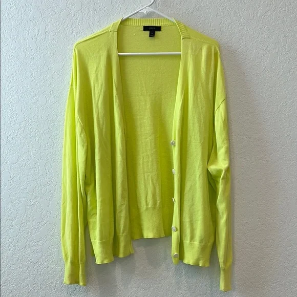 J. Crew Yellow Cardigan Sweater Lightweight Knit - Picture 1 of 7